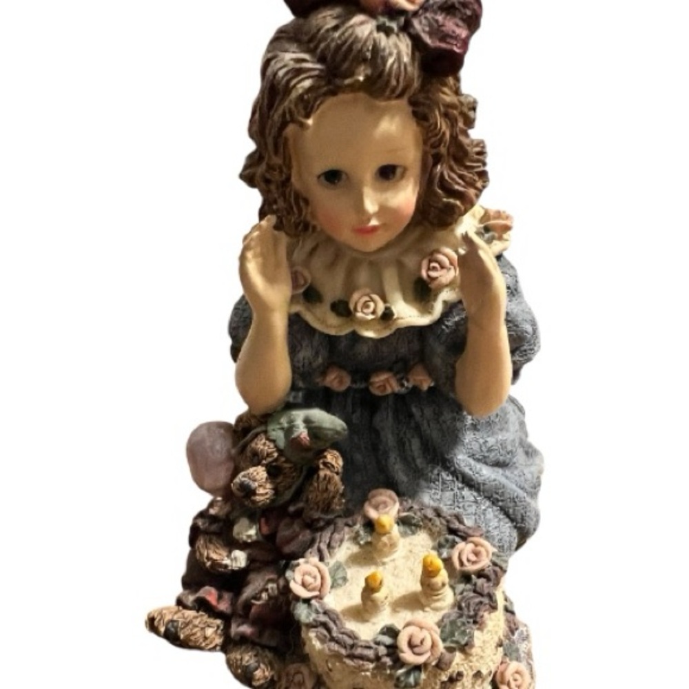 Yesterday’s Child collection Charming Figurine with Blue Dress and Floral Accent